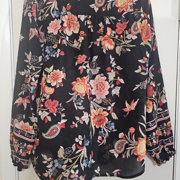 LOFT Paisley Floral Print Long Sleeve Blouse - Picture 2 of 7